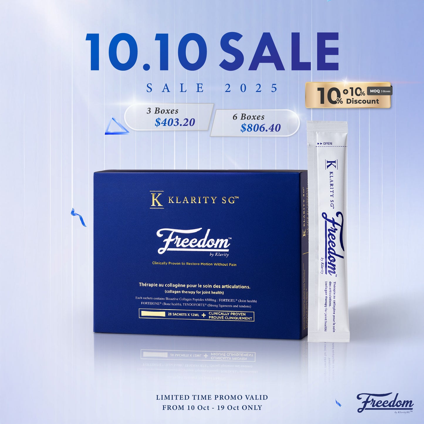 Freedom by KlaritySG™ - Medical Grade Bioactive Collagen Peptides® to heal Joint pain