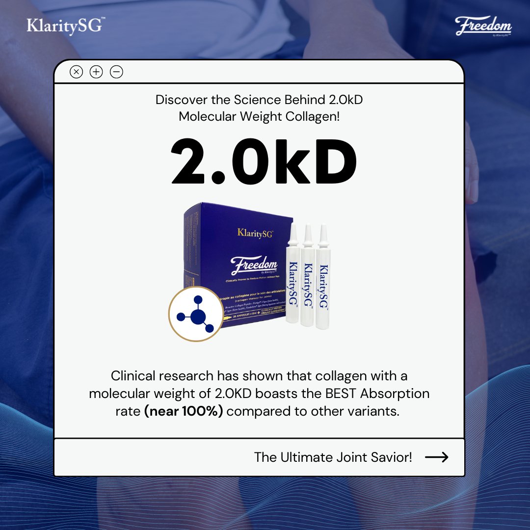 Freedom by KlaritySG™ (MY)- Medical Grade Bioactive Collagen Peptides to heal Joint pain