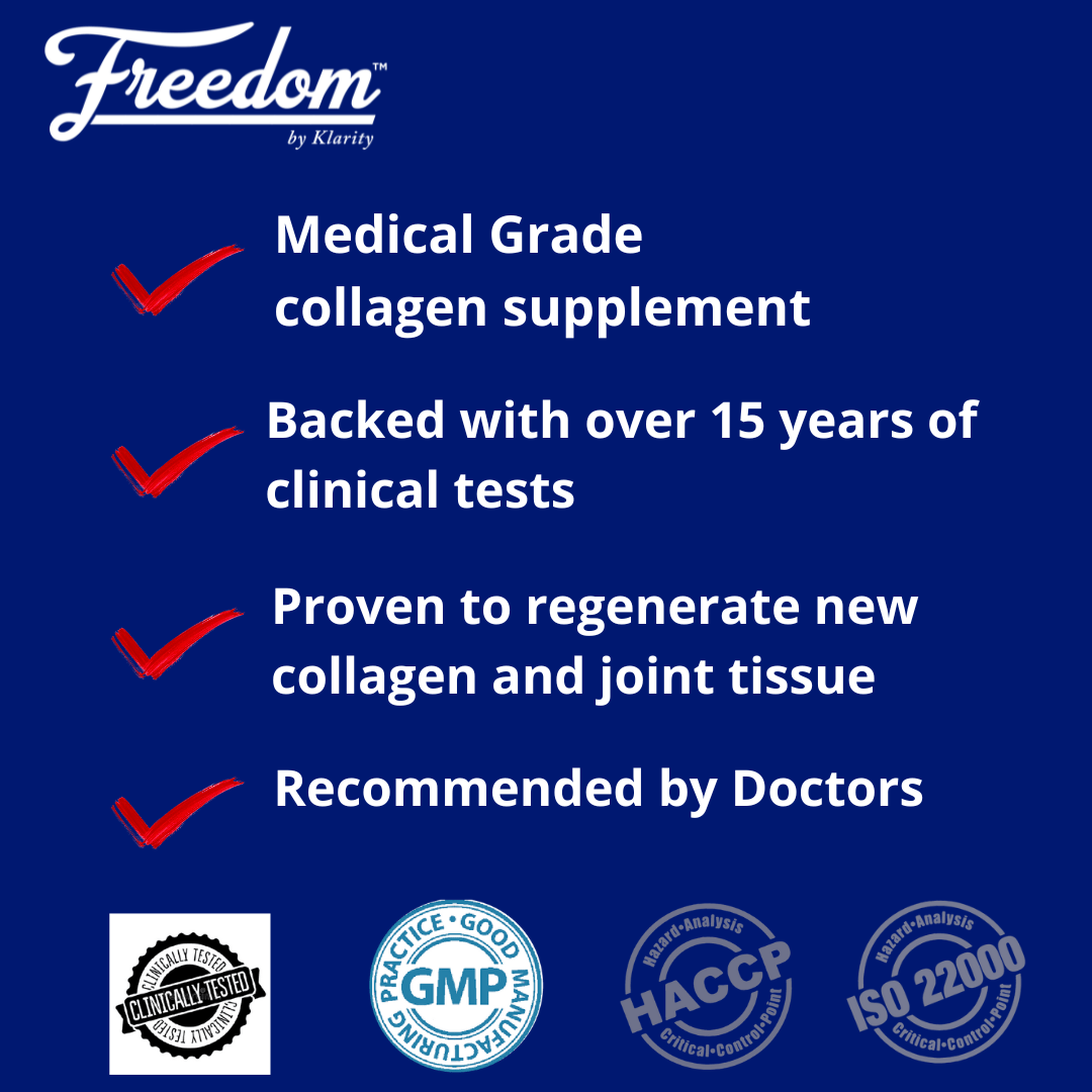 Freedom by KlaritySG™ - Medical Grade Bioactive Collagen Peptides to heal Joint pain