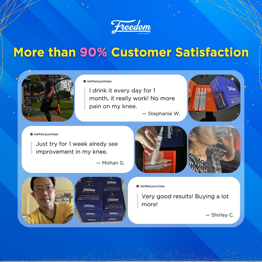 Freedom by KlaritySG™ - New customers promo (Healthy and stronger Joints, Bones, Tendons / Ligaments.)