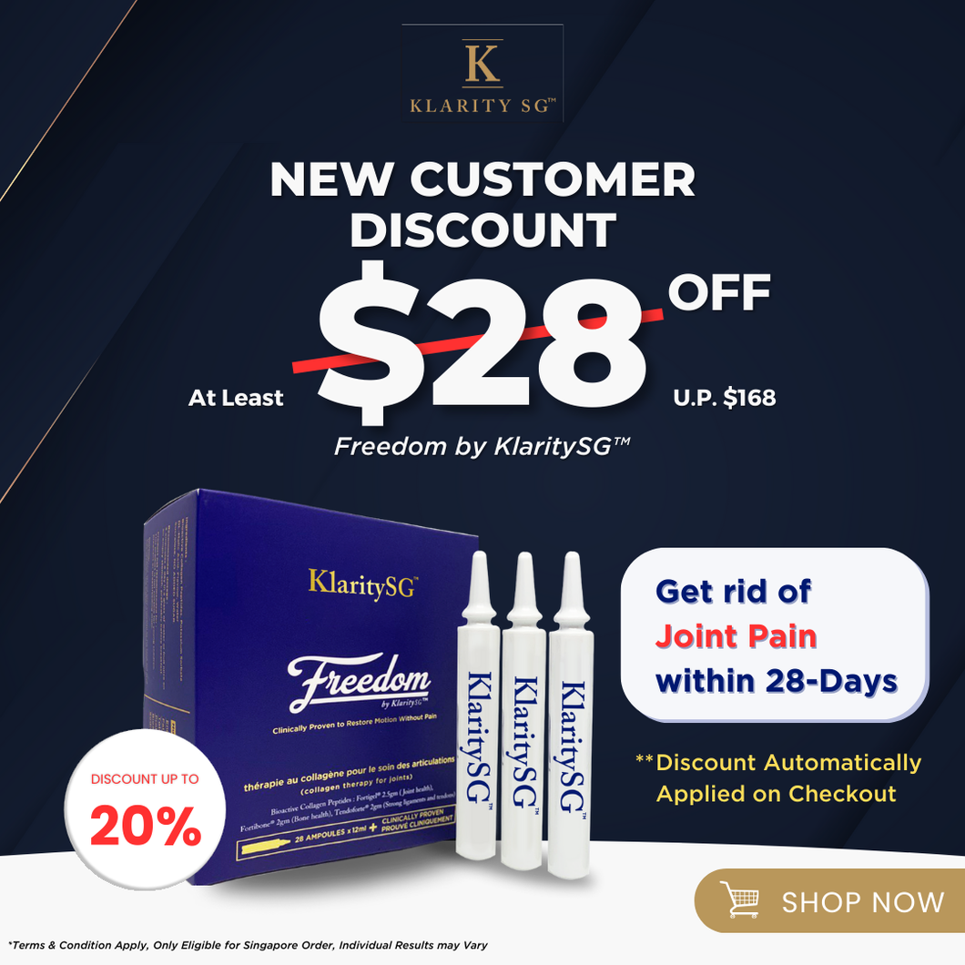 Freedom by KlaritySG™ - New customers promo (Healthy and stronger Joints, Bones, Tendons / Ligaments.)