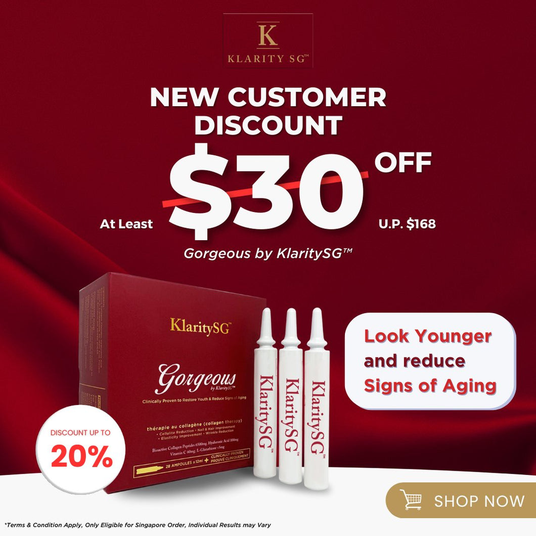 Gorgeous by KlaritySG™ - New Customer Promo($138) Medical Grade Bioactive Collagen Peptides to reverse ageing